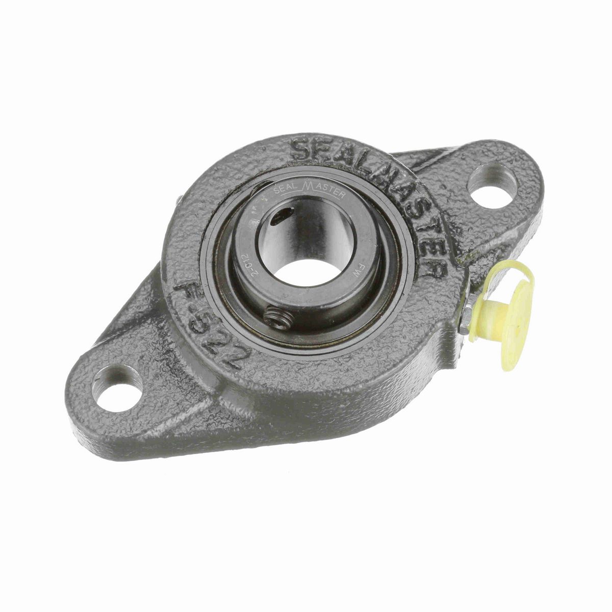 Sealmaster Mounted Cast Iron Two Bolt Flange Ball Bearing - 52100 Bearing Steel, Black Oxided - Setscrew Lock - SFT-10-12C