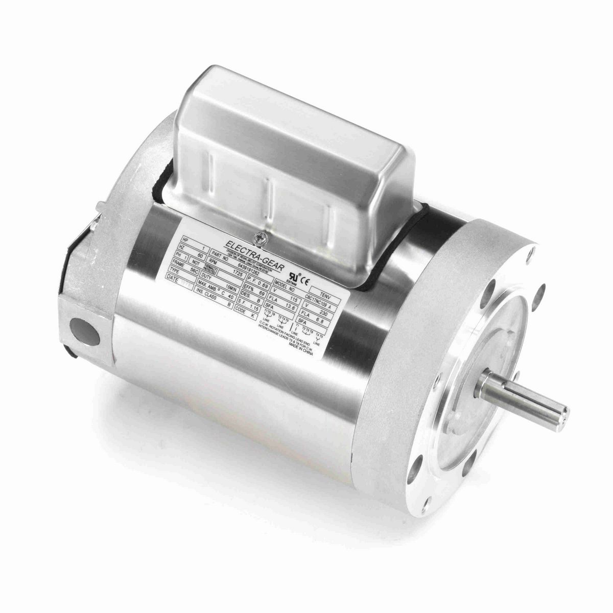 LEESON Boat Hoist Duty Motor, 1 HP, 1 Ph, 60 Hz, 115/230 V, 1800 RPM, 56C Frame, TENV - 6439191262