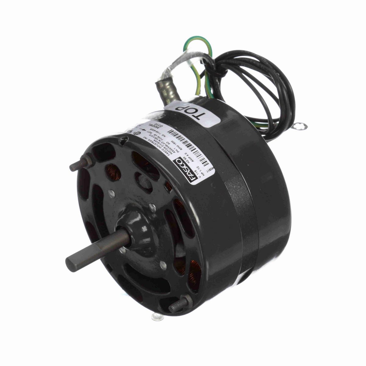 FASCO Fan and Blower Motor, 1/12 HP, 1 Ph, 60 Hz, 115 V, 1500 RPM, 1 Speed, 4.4" Diameter, OAO - D310