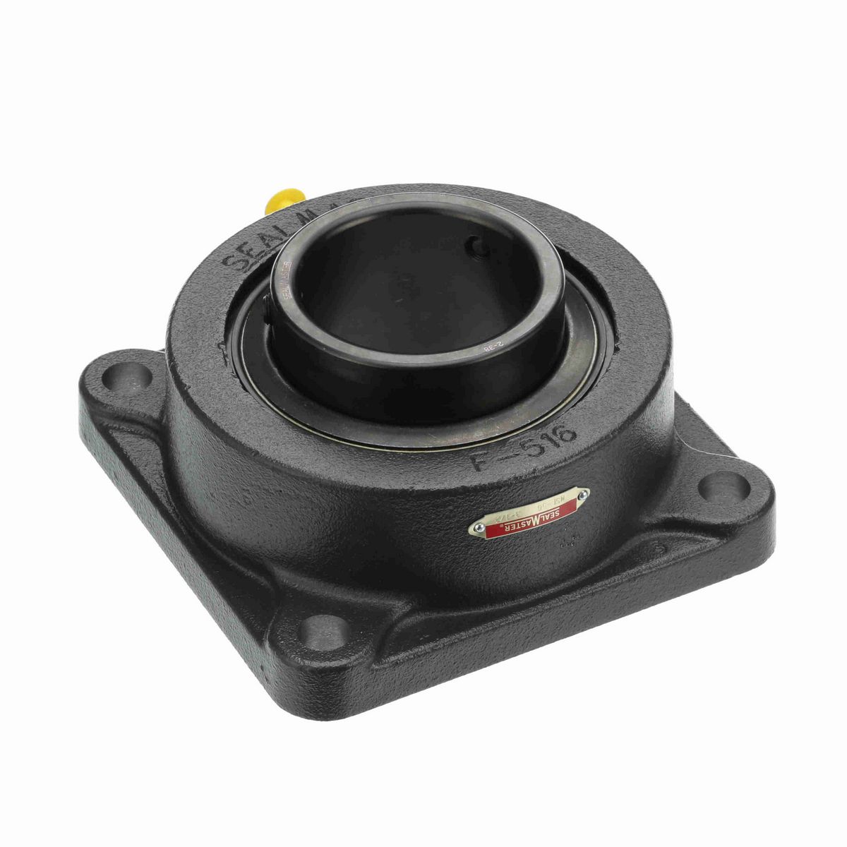 Sealmaster Mounted Cast Iron Four Bolt Flange Ball Bearing - 52100 Bearing Steel, Black Oxided - Setscrew Lock - MSF-56