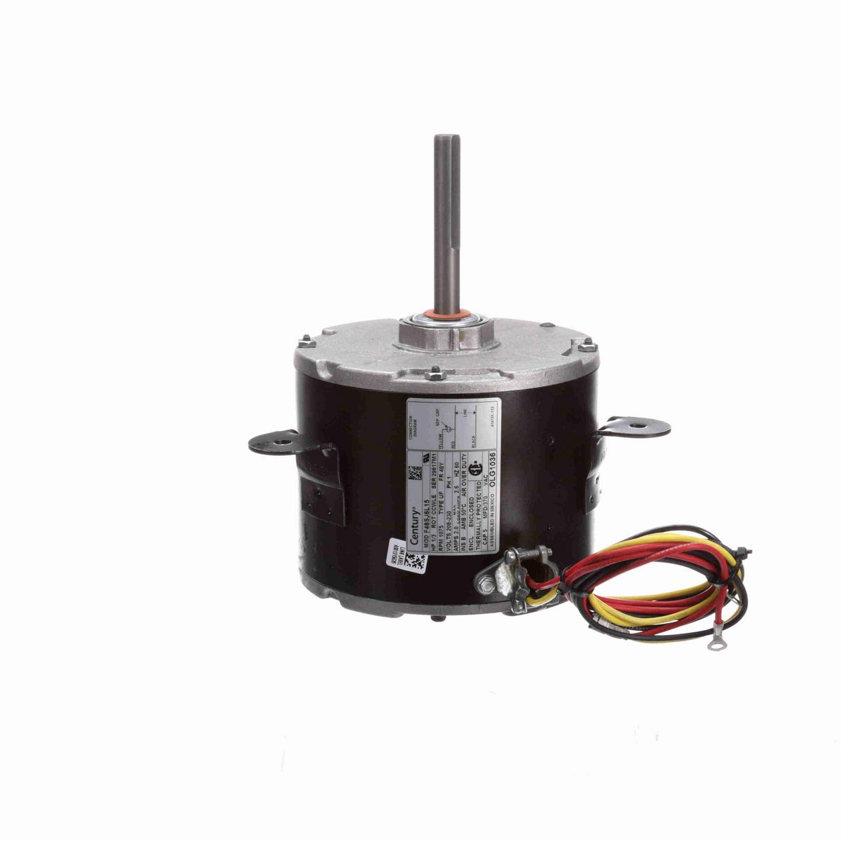 Century OEM Replacement Motor, 1/3 HP, 1 Ph, 60 Hz, 208-230 V, 1075 RPM, 1 Speed, 48 Frame, TEAO - OLG1036
