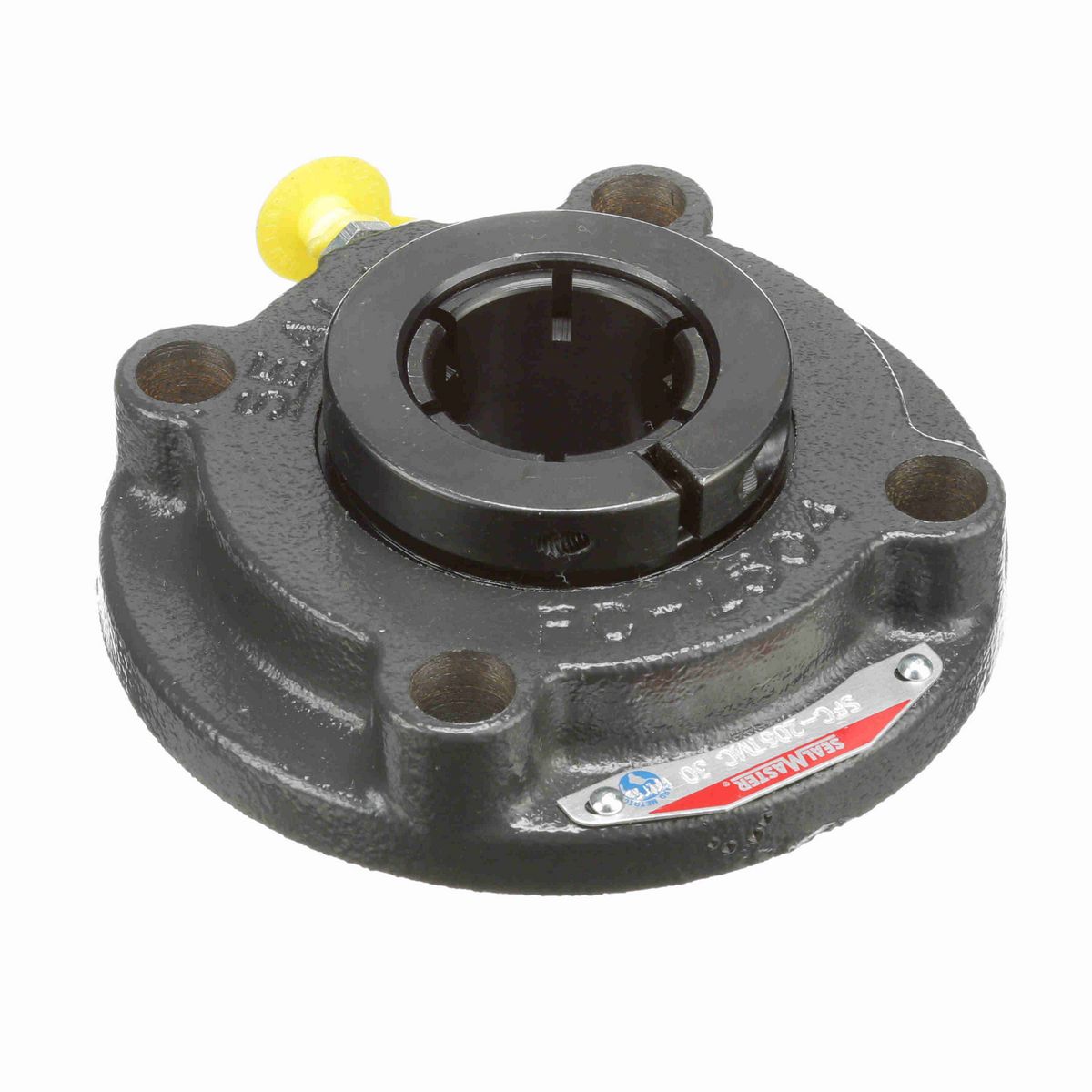 Sealmaster Mounted Cast Iron Flange Cartridge Ball Bearing - 52100 Bearing Steel, Black Oxided - Concentric Lock - SFC-206TMC
