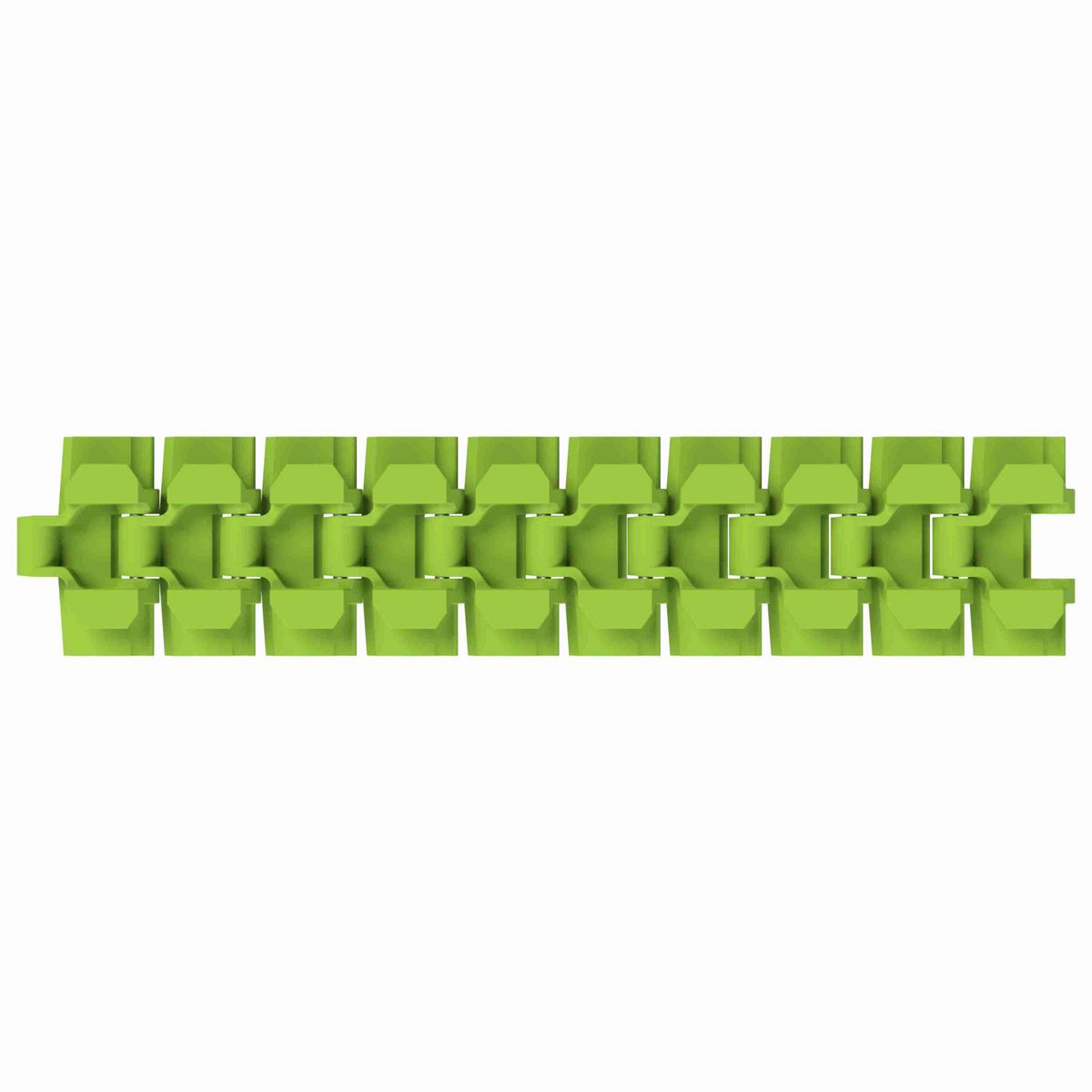 Rexnord 880TAB Side-flexing Solid Top, Material: Bright Lime-Green Dry PET Low Friction, Width: 3.25in, Pitch: 1.5in - 10479419