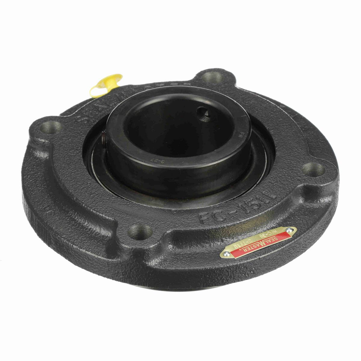 Sealmaster Mounted Cast Iron Flange Cartridge Ball Bearing - 52100 Bearing Steel, Black Oxided - Setscrew Lock - MFC-39