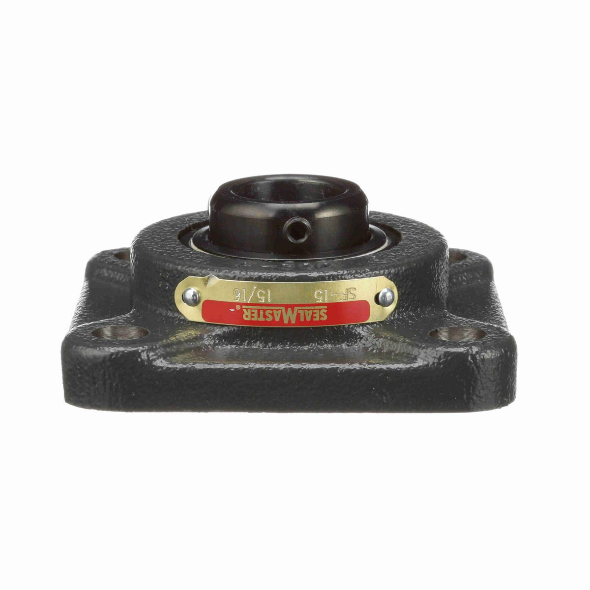 Sealmaster Mounted Cast Iron Four Bolt Flange Ball Bearing - 52100 Bearing Steel, Black Oxided - Setscrew Lock - SF-15