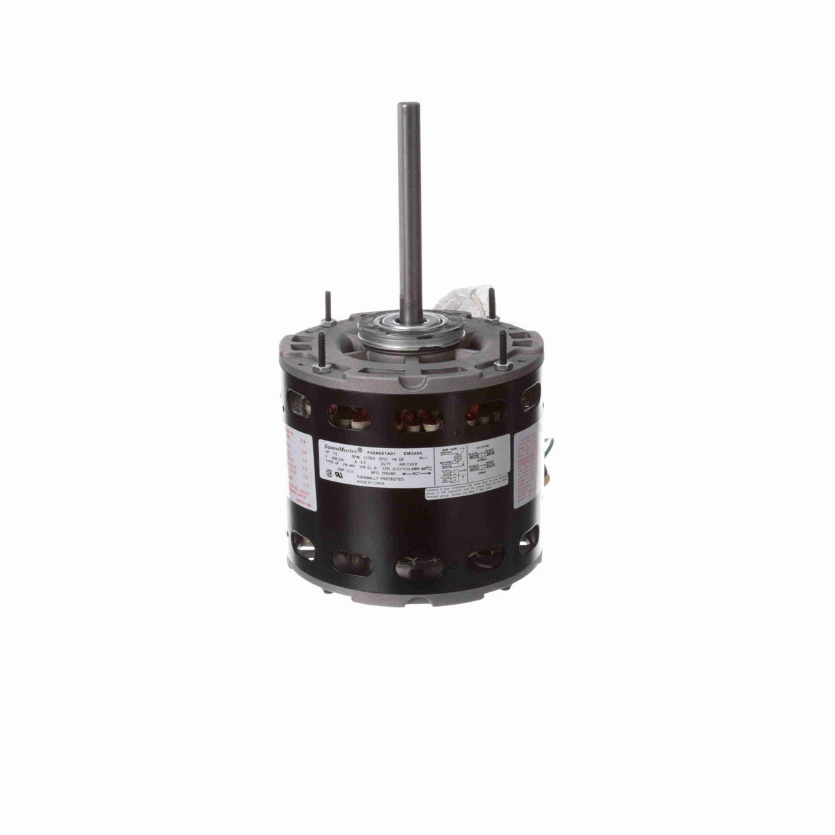 Century PRO-E SERIES® Fan and Blower Motor, 1/2-1/6 HP, 1 Ph, 60 Hz, 208-230 V, 1075 RPM, 4 Speed, 48 Frame, OPEN - EM3464