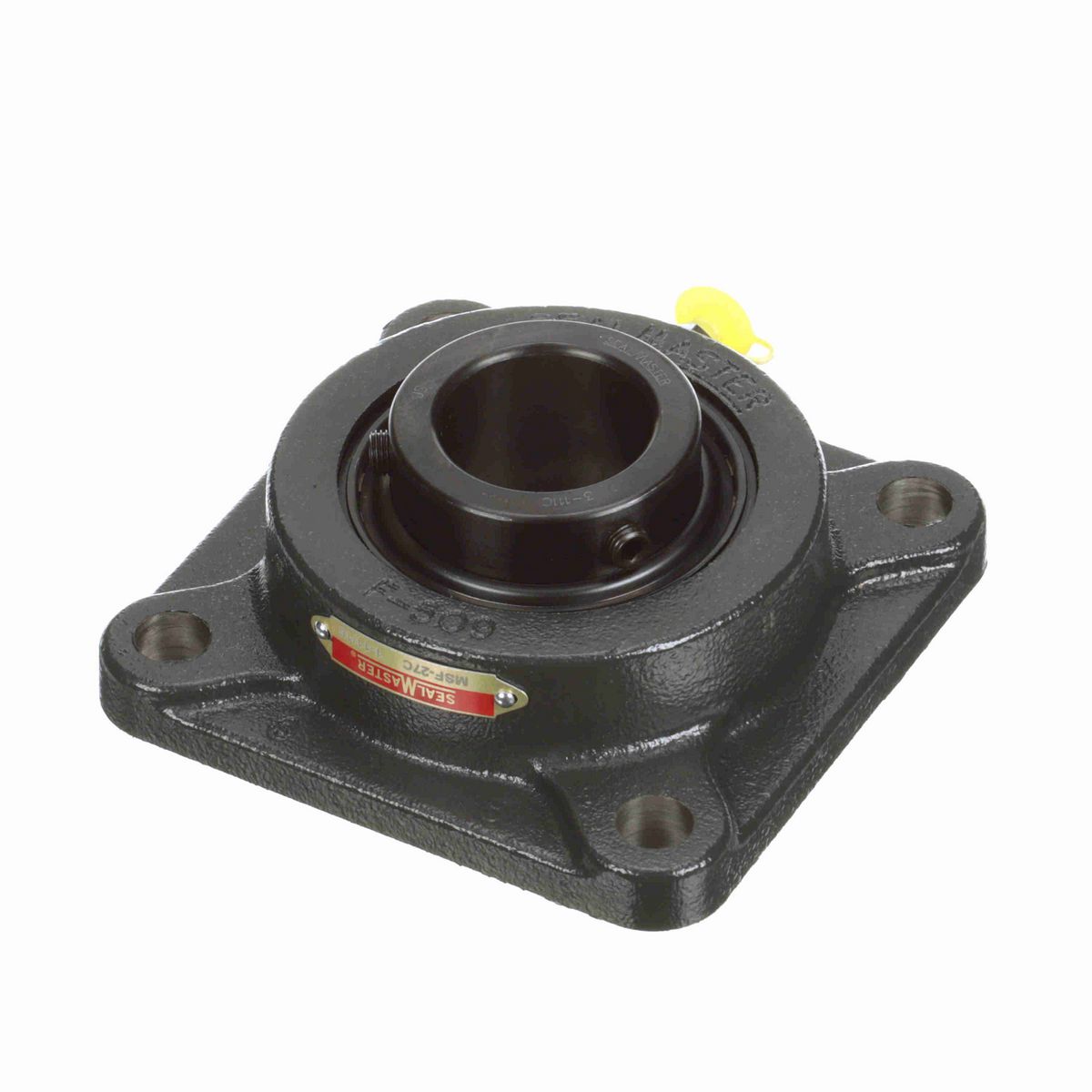 Sealmaster Mounted Cast Iron Four Bolt Flange Ball Bearing - 52100 Bearing Steel, Black Oxided - Setscrew Lock - MSF-27C