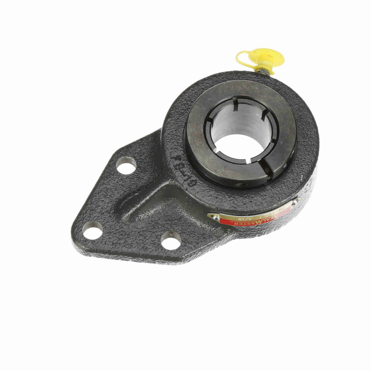 Sealmaster Mounted Cast Iron Three Bolt Flange Bracket Ball Bearing - 52100 Bearing Steel, Black Oxided - Concentric Lock - FB-19T