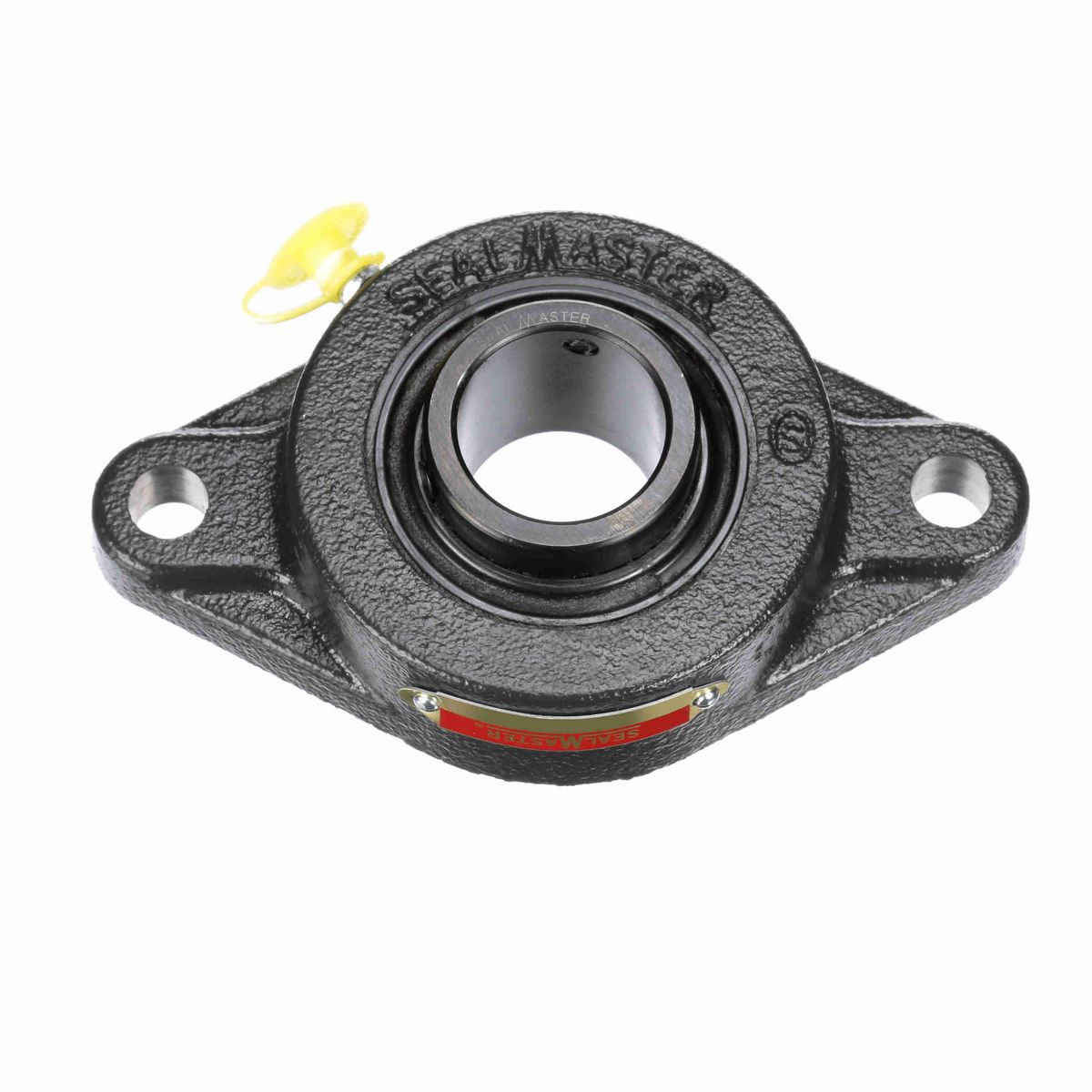 Sealmaster Mounted Cast Iron Two Bolt Flange Ball Bearing - 52100 Bearing Steel, Black Oxided - Setscrew Lock - MSFT-16C