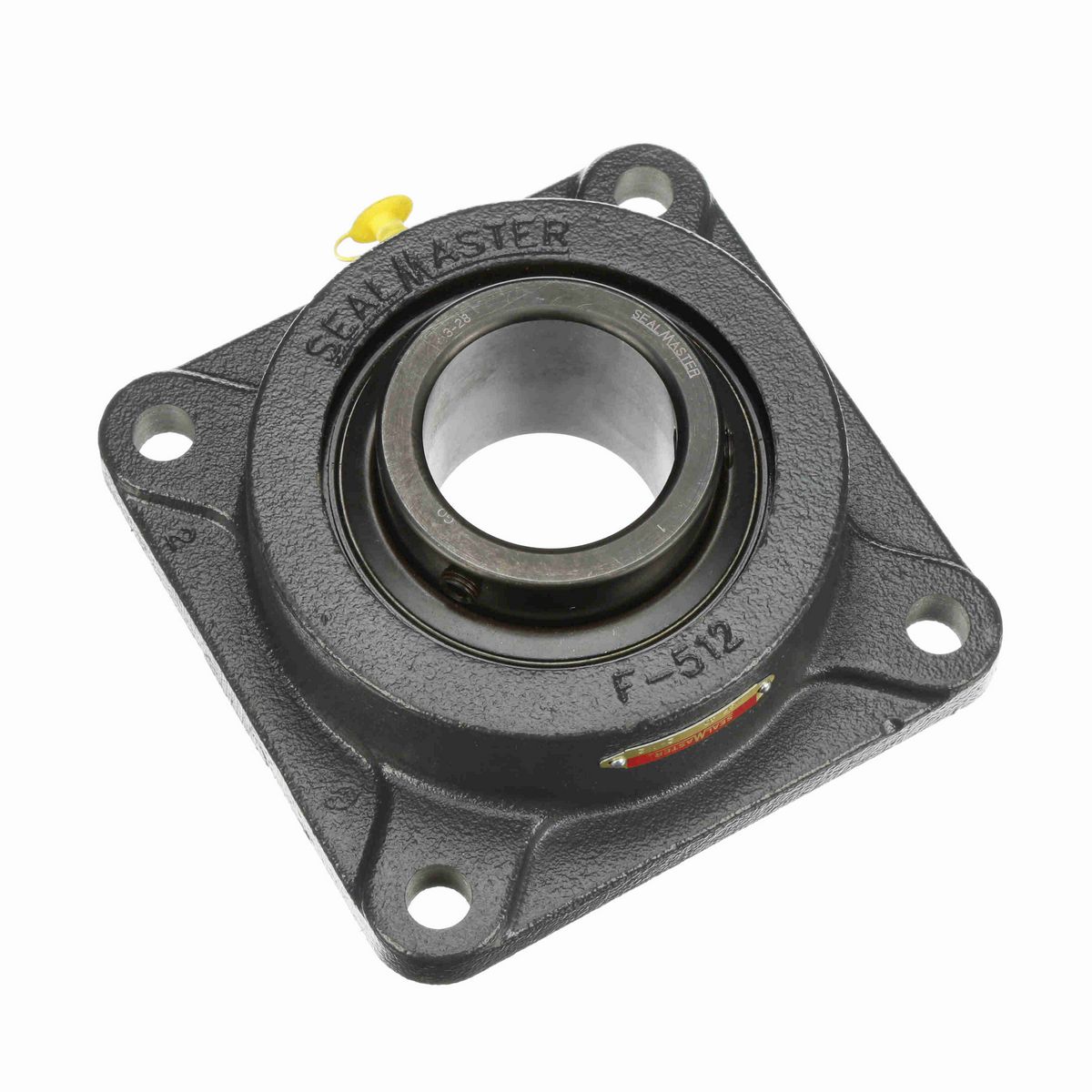 Sealmaster Mounted Cast Iron Four Bolt Flange Ball Bearing - 52100 Bearing Steel, Black Oxided - Setscrew Lock - MSF-40