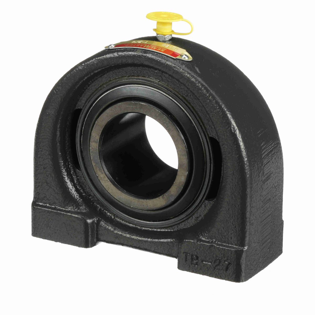 Sealmaster Mounted Cast Iron Tapped Base Pillow Block Ball Bearing - 52100 Bearing Steel, Black Oxided - Setscrew Lock - TB-28