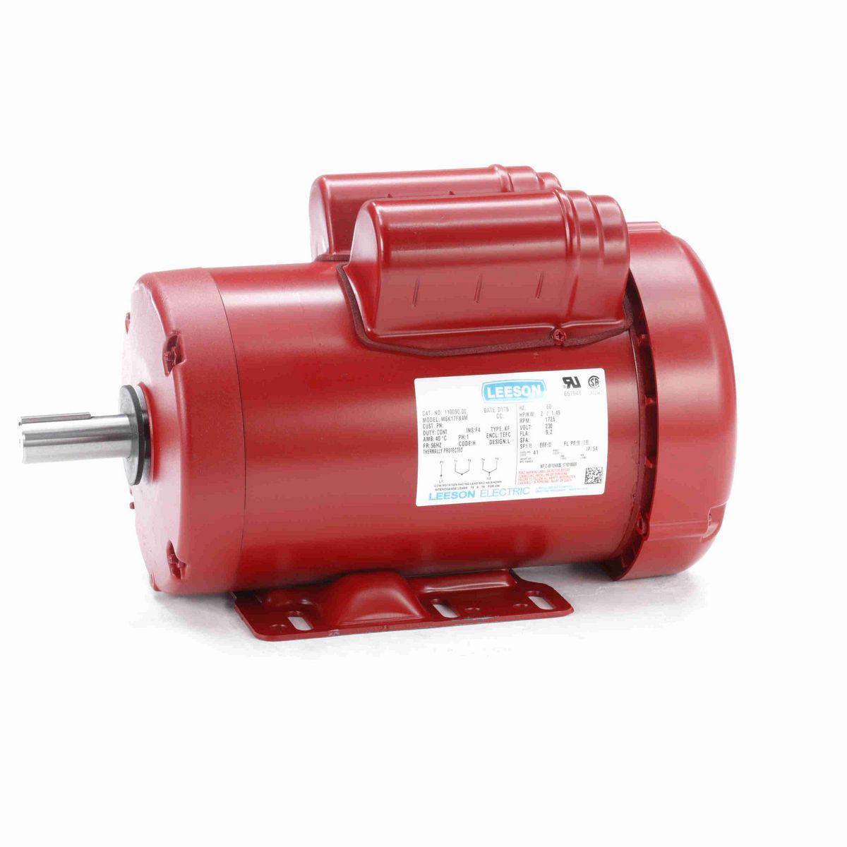LEESON Agricultural Motor, 2 HP, 1 Ph, 60 Hz, 230 V, 1800 RPM, 56HZ Frame, TEFC - 110090.00