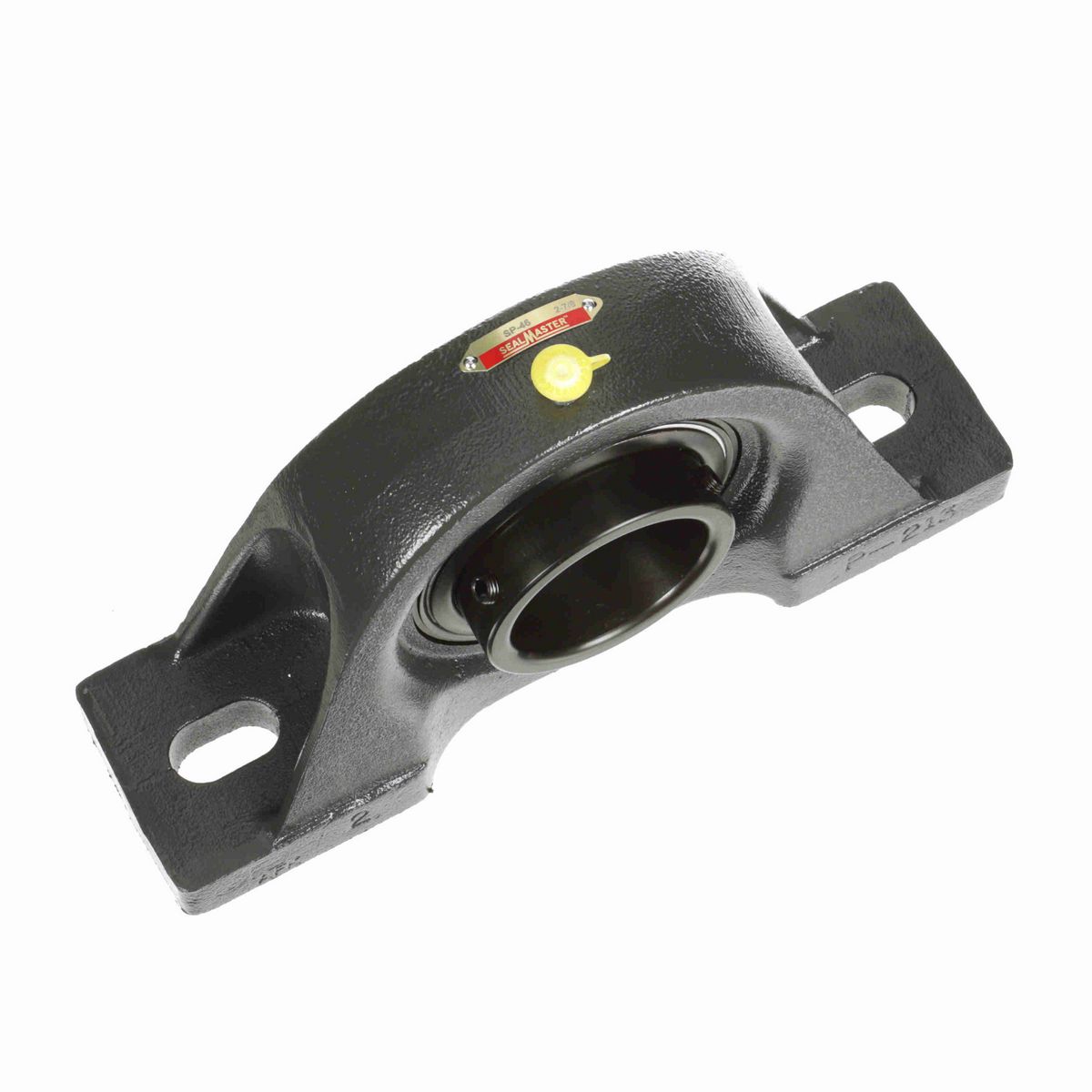 Sealmaster Mounted Cast Iron Two Bolt Pillow Block Ball Bearing - 52100 Bearing Steel, Black Oxided - Setscrew Lock - SP-46