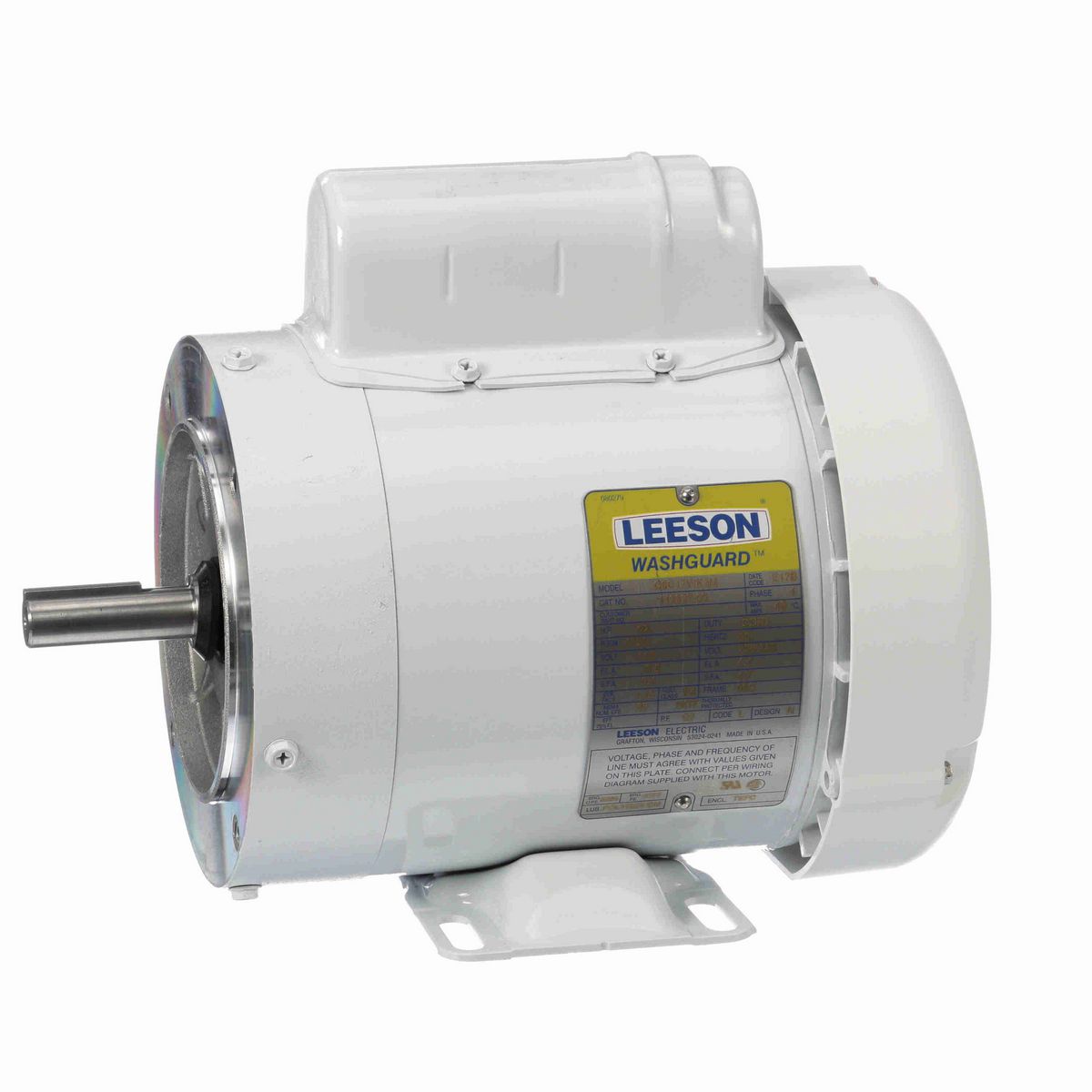 LEESON White Duck™ General Purpose Motor, 0.50 HP, 1 Ph, 60 Hz, 115/230 V, 1800 RPM, 56C Frame, TEFC - 112527.00