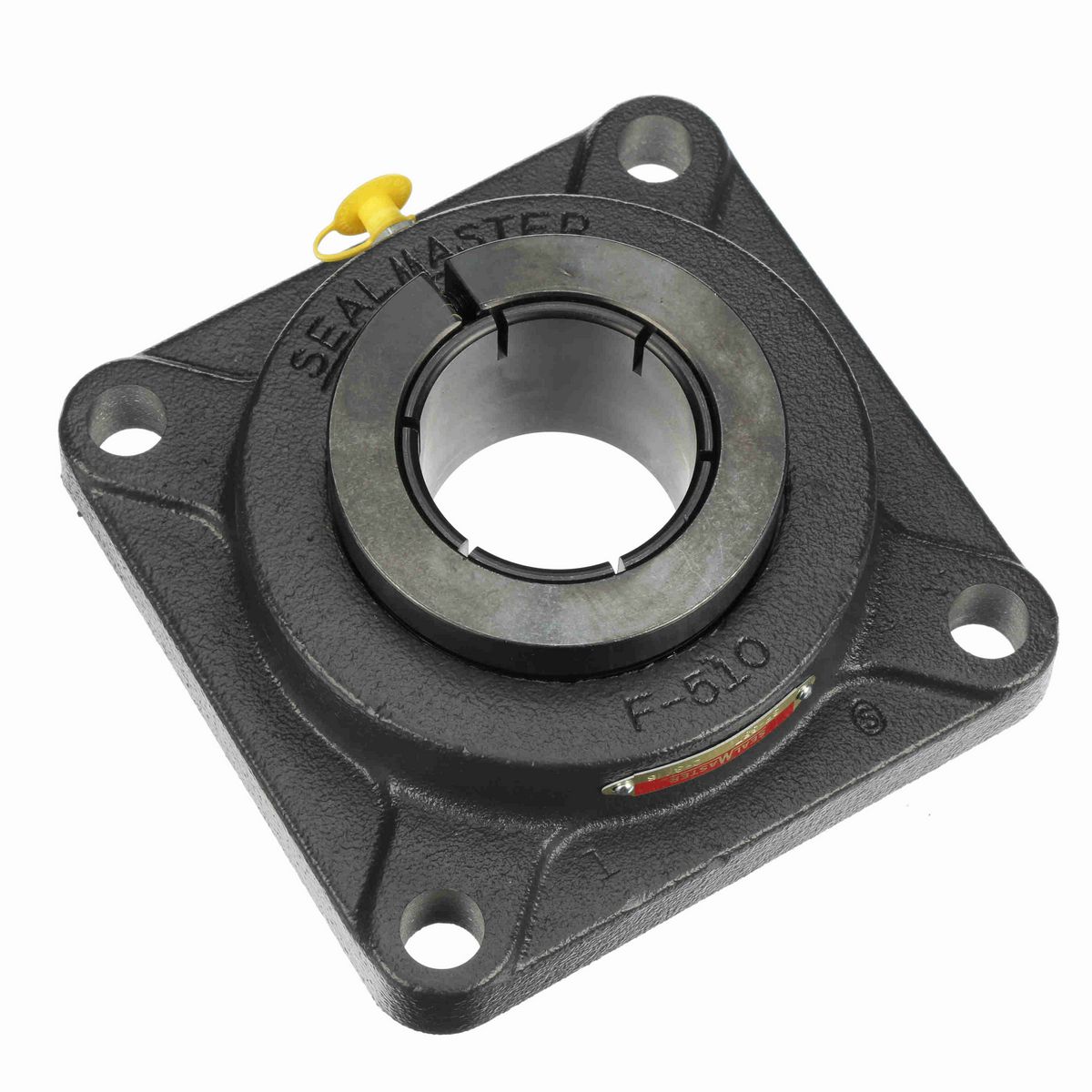 Sealmaster Mounted Cast Iron Four Bolt Flange Ball Bearing - 52100 Bearing Steel, Black Oxided - Concentric Lock - SF-35T