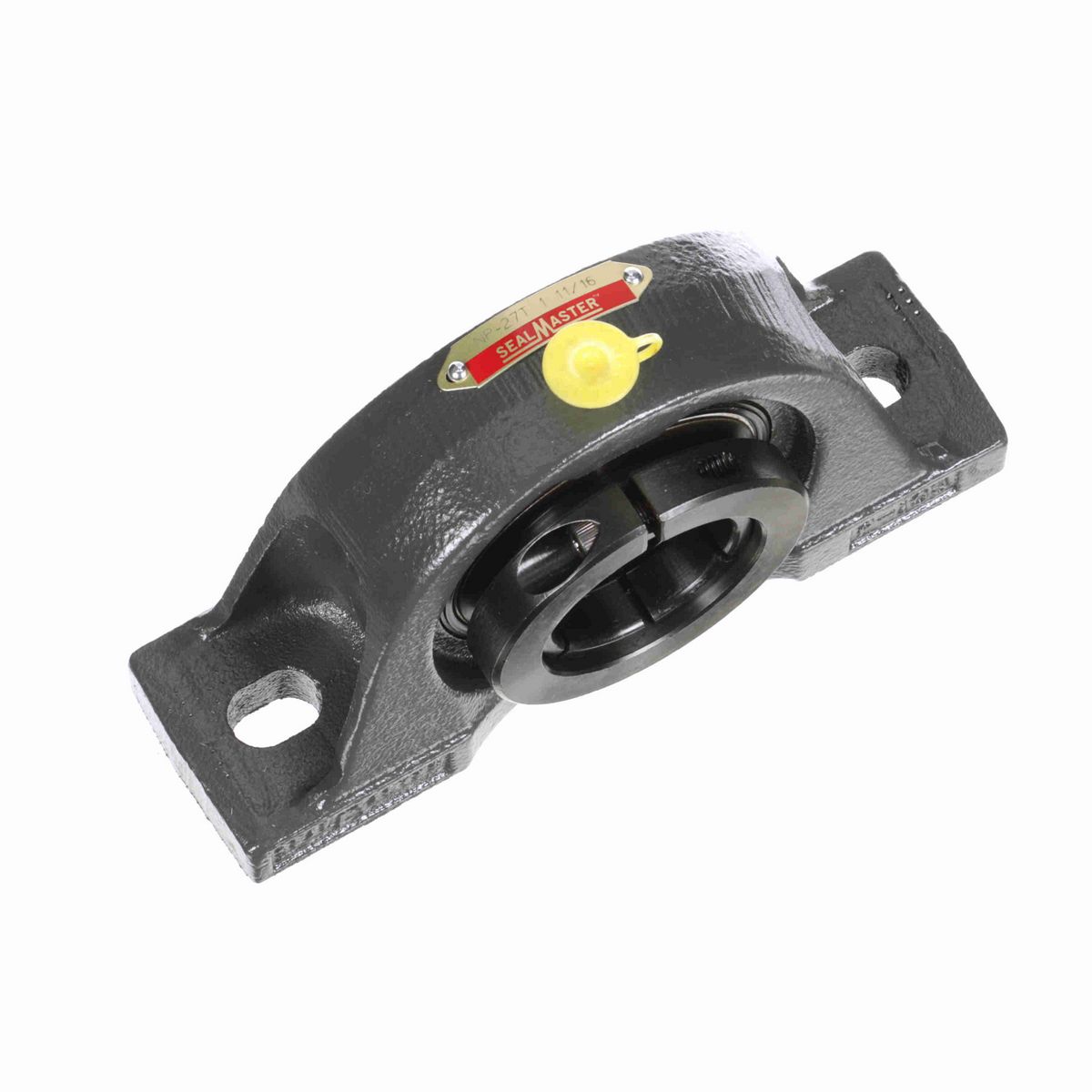 Sealmaster Mounted Cast Iron Two Bolt Pillow Block Ball Bearing - 52100 Bearing Steel, Black Oxided - Concentric Lock - NP-27T