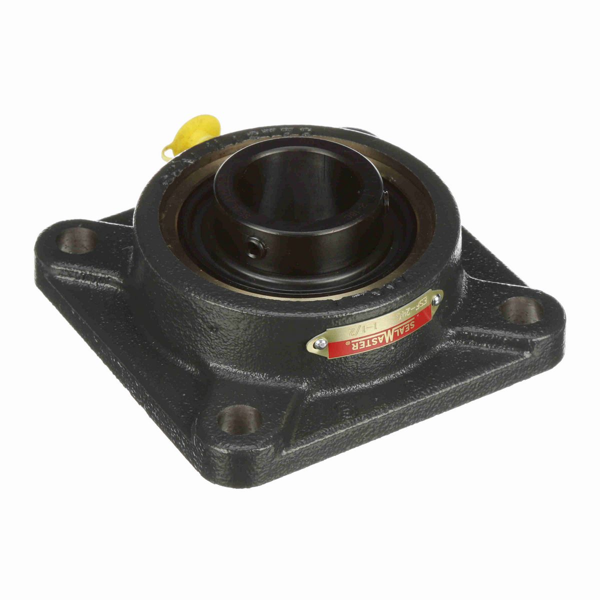 Sealmaster Mounted Cast Iron Four Bolt Flange Ball Bearing - 52100 Bearing Steel, Black Oxided - Setscrew Lock - ESF-24C