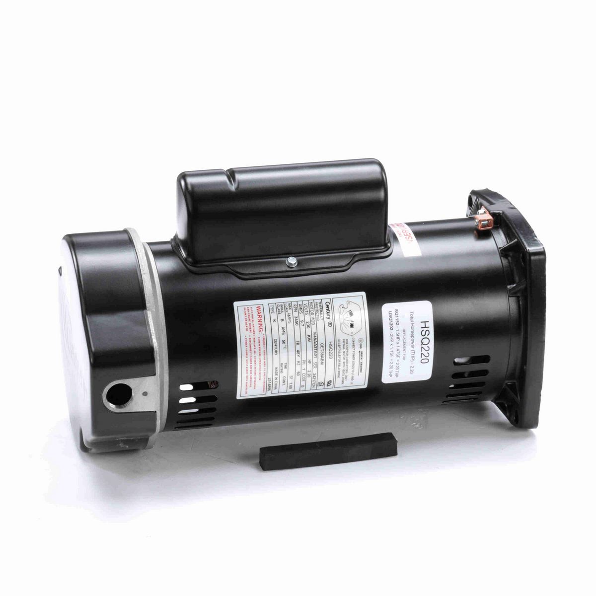 Century Centurion PRO ® Motors Pool Pump Motor, 2.20 HP, 1 Ph, 60 Hz, 230 V, 3600 RPM, 48Y Frame, ODP - HSQ220
