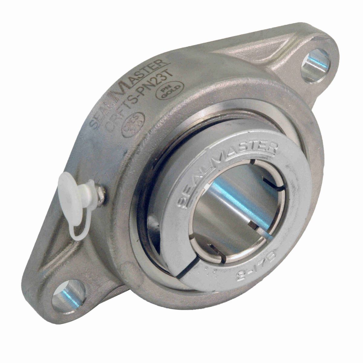 Sealmaster Mounted Stainless Steel Two Bolt Flange Ball Bearing - 52100 Bearing Steel, Phosphorus Nickel Coated - Concentric Lock - Corrosion Resistant - CRFTS-PN35T