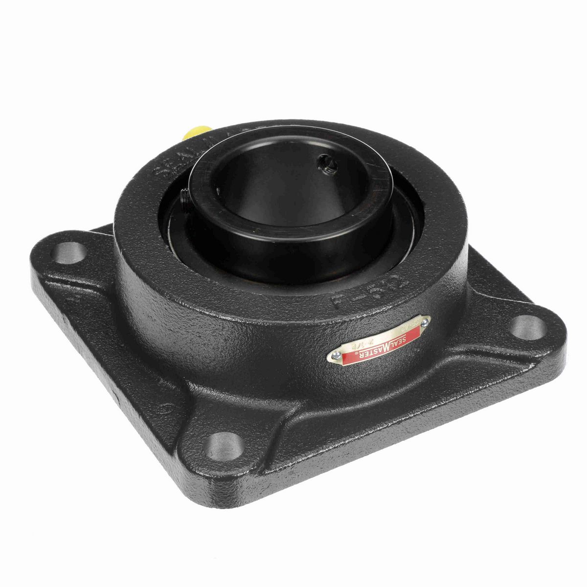 Sealmaster Mounted Cast Iron Four Bolt Flange Ball Bearing - 52100 Bearing Steel, Black Oxided - Setscrew Lock - SF-40