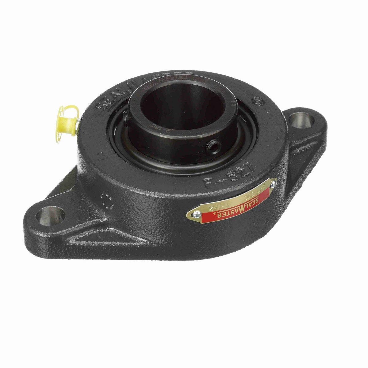 Sealmaster Mounted Cast Iron Two Bolt Flange Ball Bearing - 52100 Bearing Steel, Black Oxided - Setscrew Lock - SFT-24C