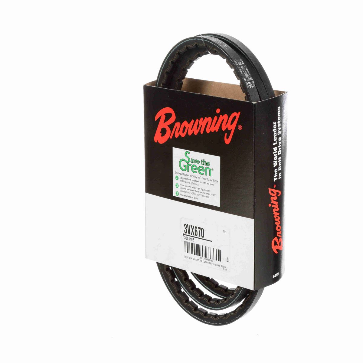 Browning EPDM Notched Belt 98% Efficient - 3VX670
