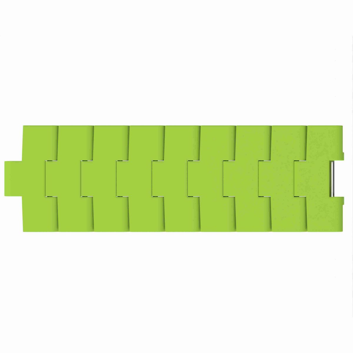 Rexnord 882TAB Side-flexing Solid Top, Material: Bright Lime-Green Dry PET Low Friction, Width: 4.5in, Pitch: 1.5in - 10679729