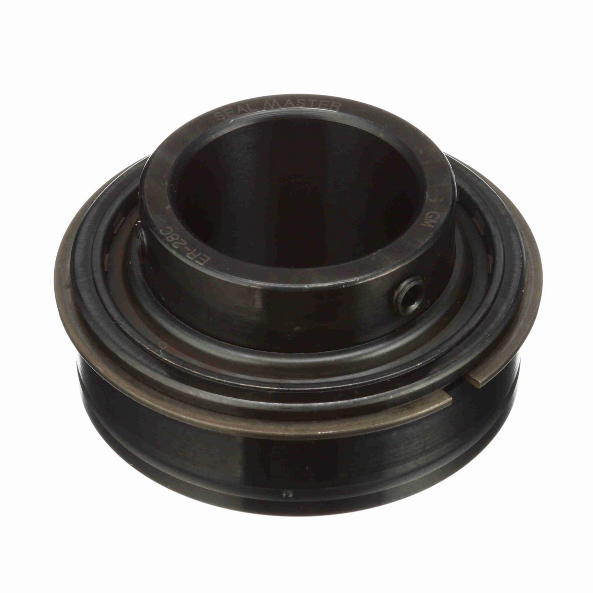 Sealmaster Mounted Insert Only Ball Bearing - 52100 Bearing Steel, Black Oxided - Setscrew Lock - ER-28C