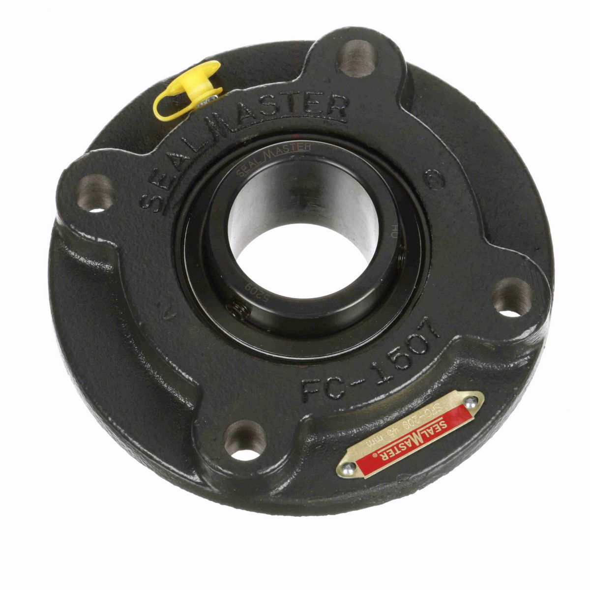 Sealmaster Mounted Cast Iron Flange Cartridge Ball Bearing - 52100 Bearing Steel, Black Oxided - Setscrew Lock - SFC-209