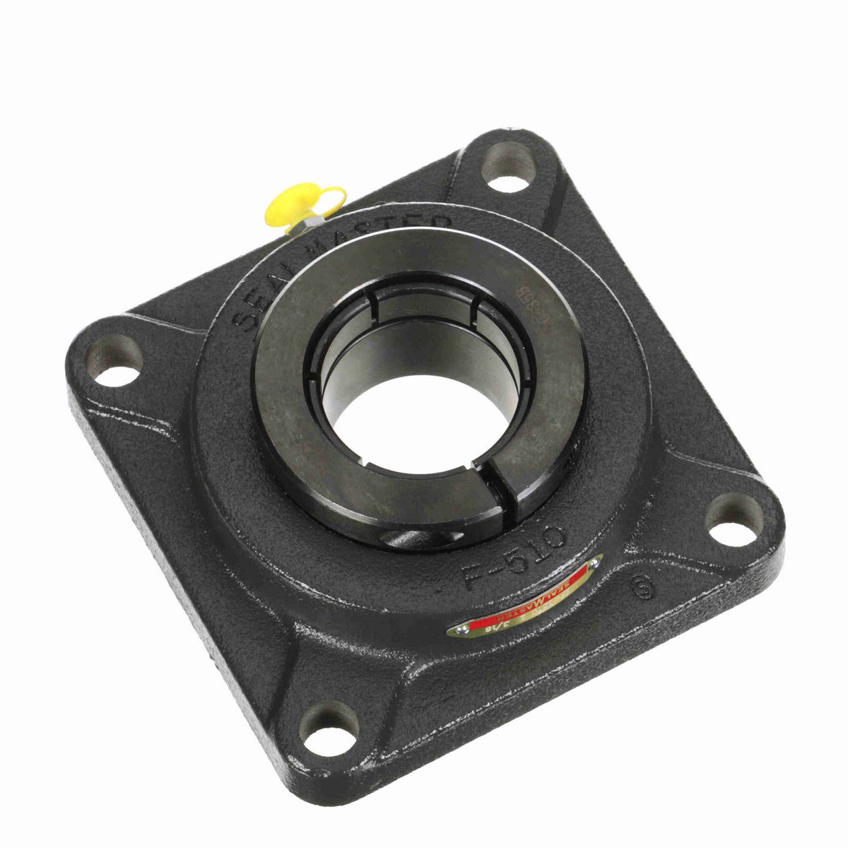 Sealmaster Mounted Cast Iron Four Bolt Flange Ball Bearing - 52100 Bearing Steel, Black Oxided - Concentric Lock - SF-35TC