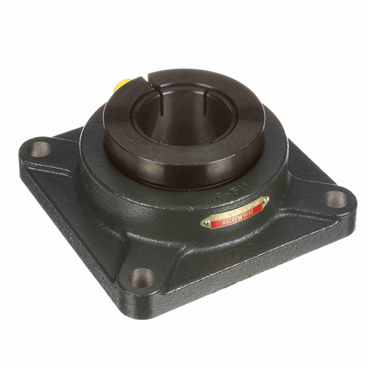 Sealmaster Mounted Cast Iron Four Bolt Flange Ball Bearing - 52100 Bearing Steel, Black Oxided - Concentric Lock - SF-36T