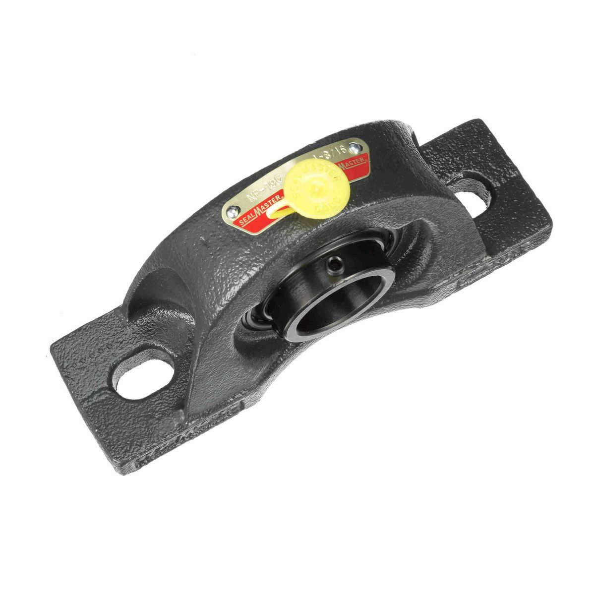 Sealmaster Mounted Cast Iron Two Bolt Pillow Block Ball Bearing - 52100 Bearing Steel, Black Oxided - Setscrew Lock - NP-19C