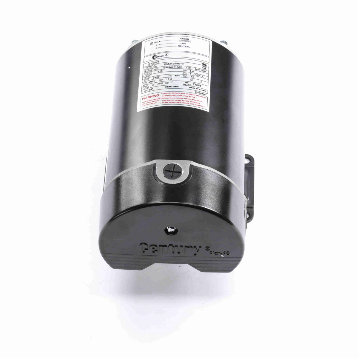 Century Pool Pump Motor, 1.0 HP, 1 Ph, 60 Hz, 115 V, 3600 RPM, 48Y Frame, ODP - BN25V1