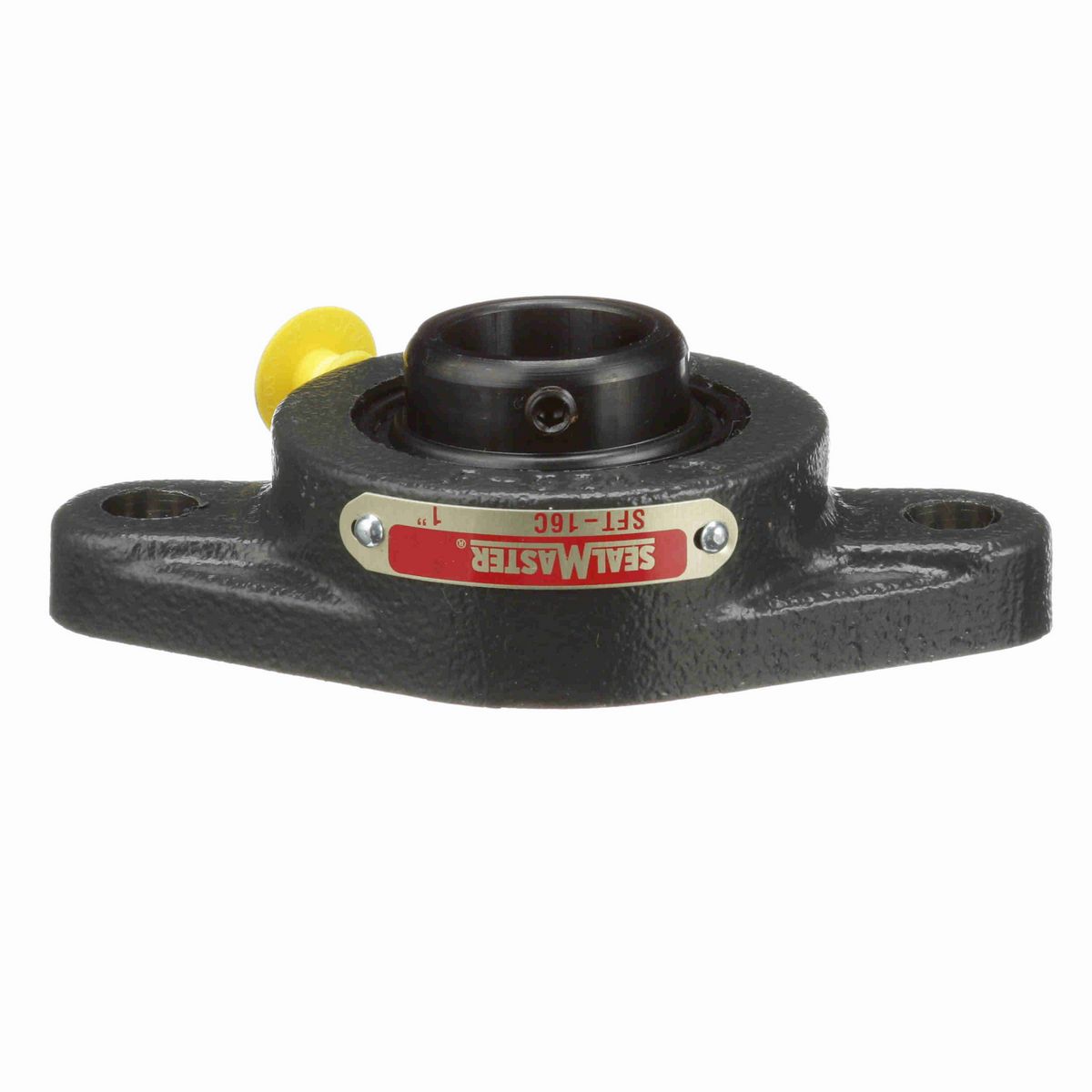 Sealmaster Mounted Cast Iron Two Bolt Flange Ball Bearing - 52100 Bearing Steel, Black Oxided - Setscrew Lock - SFT-16C