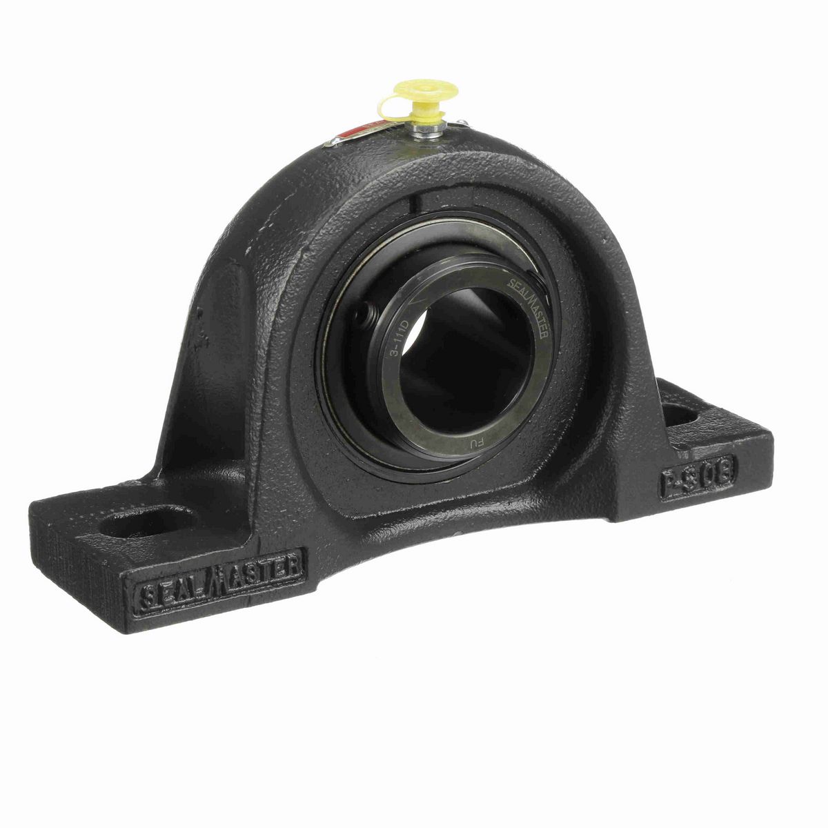 Sealmaster Mounted Cast Iron Two Bolt Pillow Block Ball Bearing - 52100 Bearing Steel, Black Oxided - Double Setscrew Lock - SPD-28