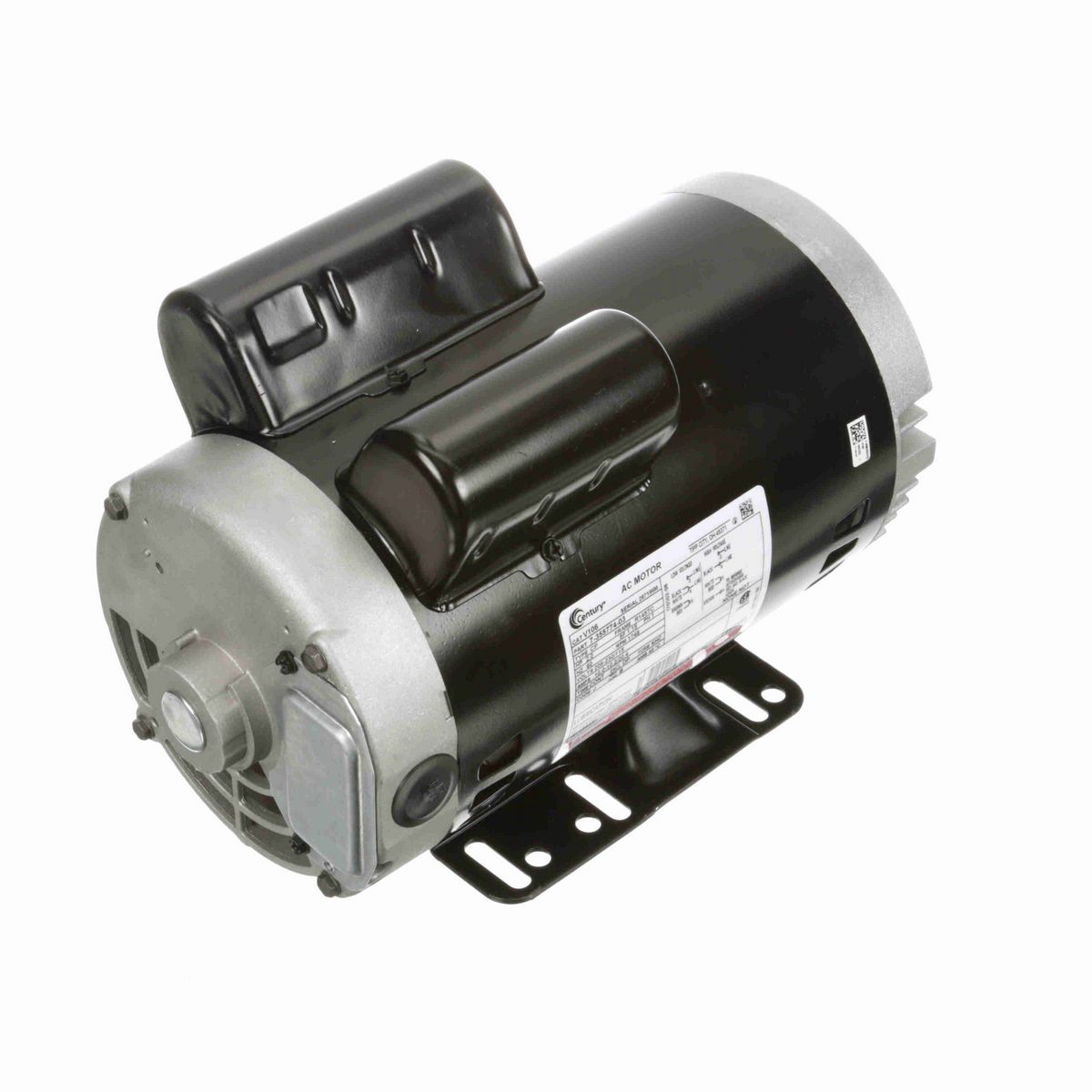 Century General Purpose Motor, 2.0 HP, 1 Ph, 60 Hz, 208-230/115 V, 1800 RPM, R145TC Frame, DP - V106