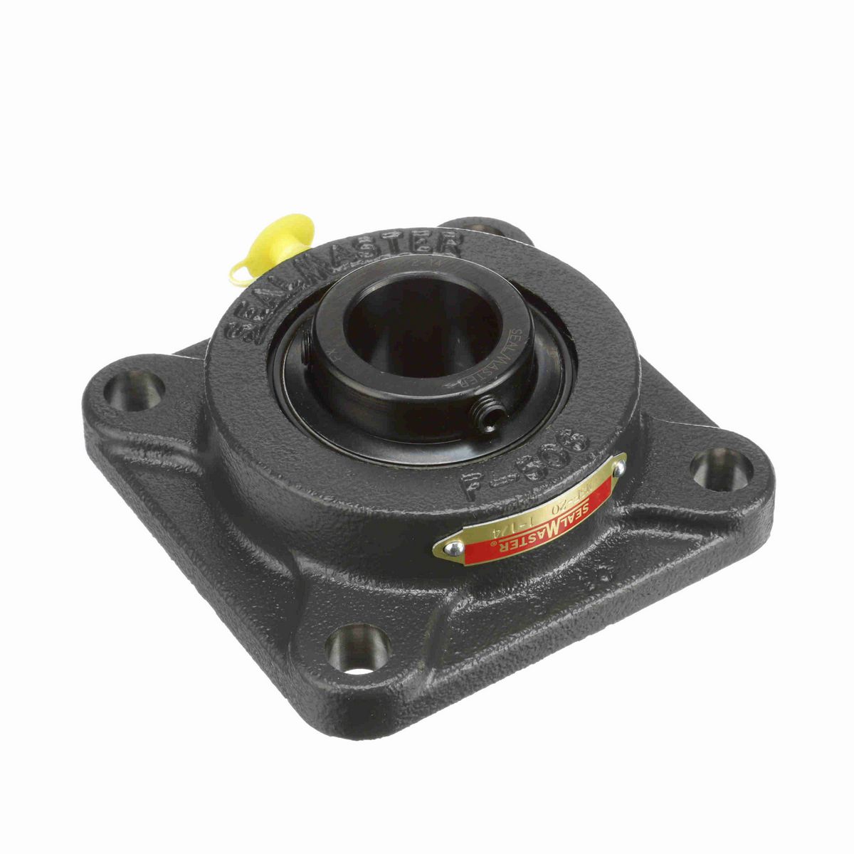 Sealmaster Mounted Cast Iron Four Bolt Flange Ball Bearing - 52100 Bearing Steel, Black Oxided - Setscrew Lock - MSF-20
