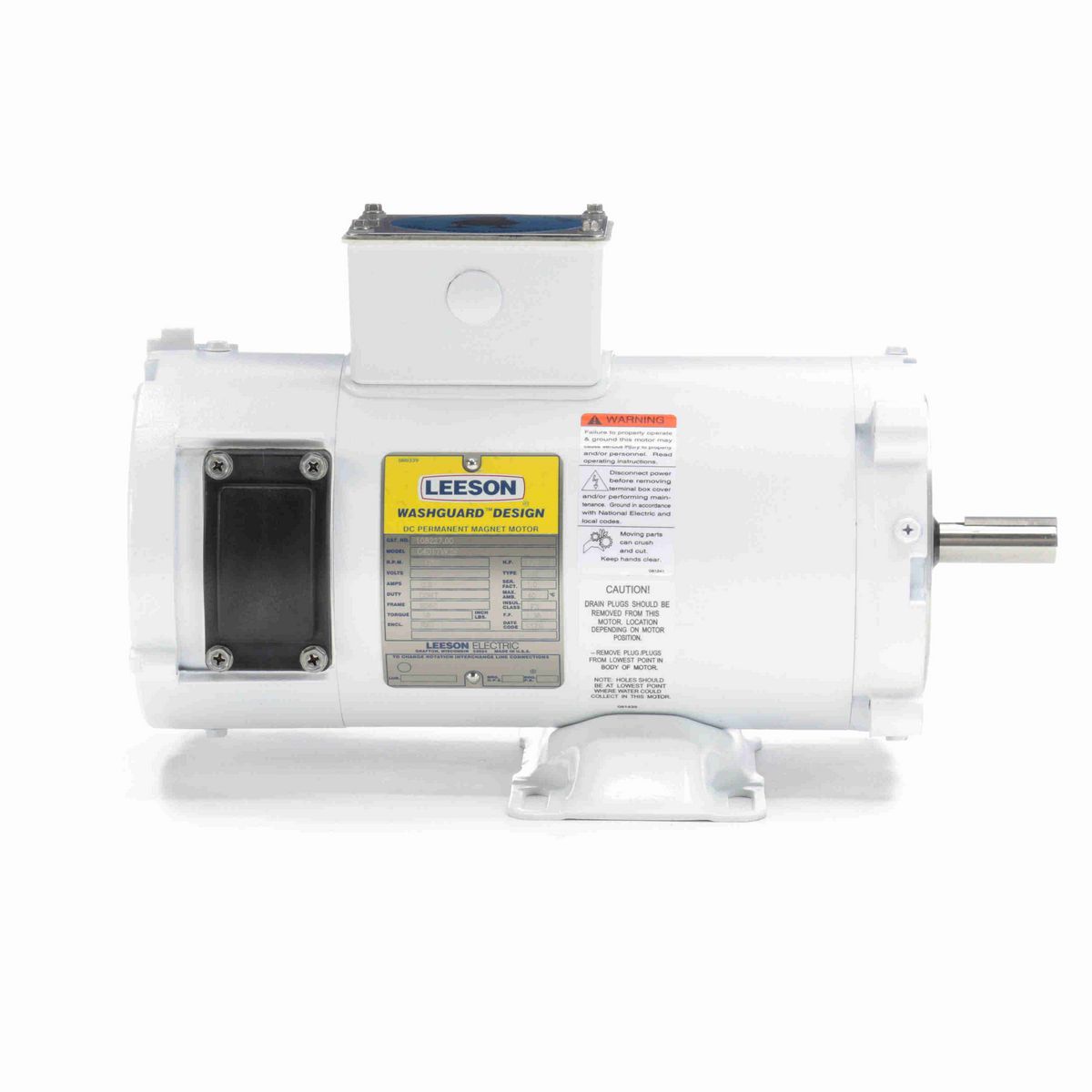 LEESON White Duck™ Washdown Motor, 0.50 HP, 180 V, 1750 RPM, S56C Frame, TENV - 108227.00