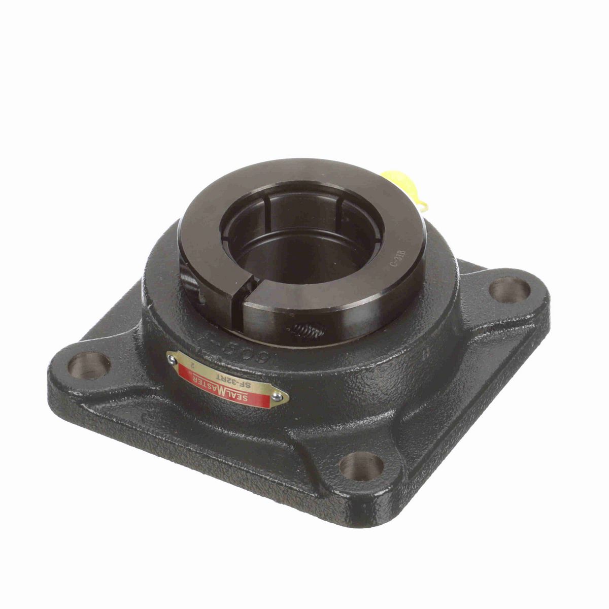 Sealmaster Mounted Cast Iron Four Bolt Flange Ball Bearing - 52100 Bearing Steel, Black Oxided - Concentric Lock - SF-32RT