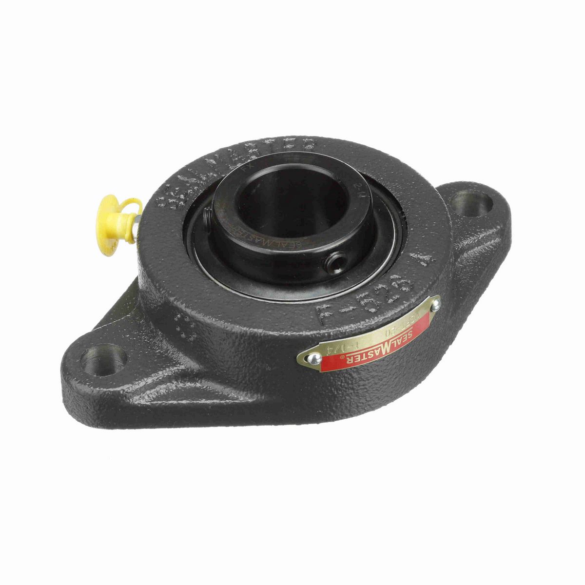 Sealmaster Mounted Cast Iron Two Bolt Flange Ball Bearing - 52100 Bearing Steel, Black Oxided - Setscrew Lock - MSFT-20
