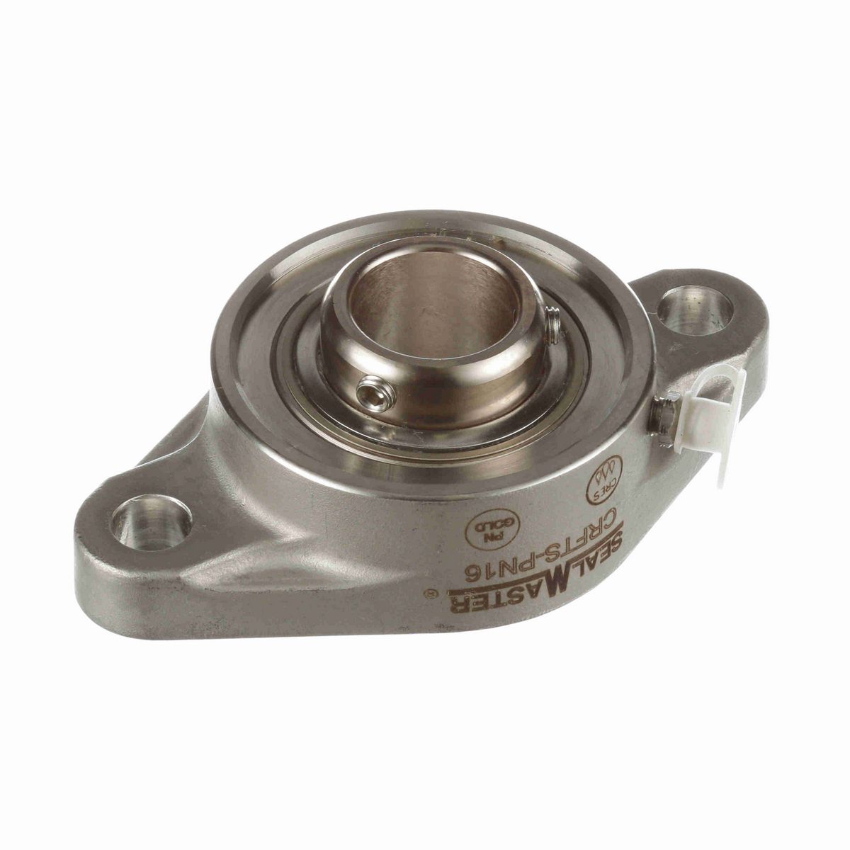 Sealmaster Mounted Stainless Steel Two Bolt Flange Ball Bearing - 52100 Bearing Steel, Phosphorus Nickel Coated - Setscrew Lock - Corrosion Resistant - CRFTS-PN16