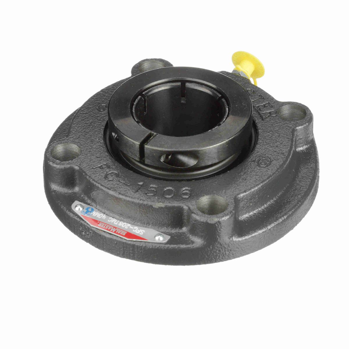 Sealmaster Mounted Cast Iron Flange Cartridge Ball Bearing - 52100 Bearing Steel, Black Oxided - Concentric Lock - SFC-208TMC