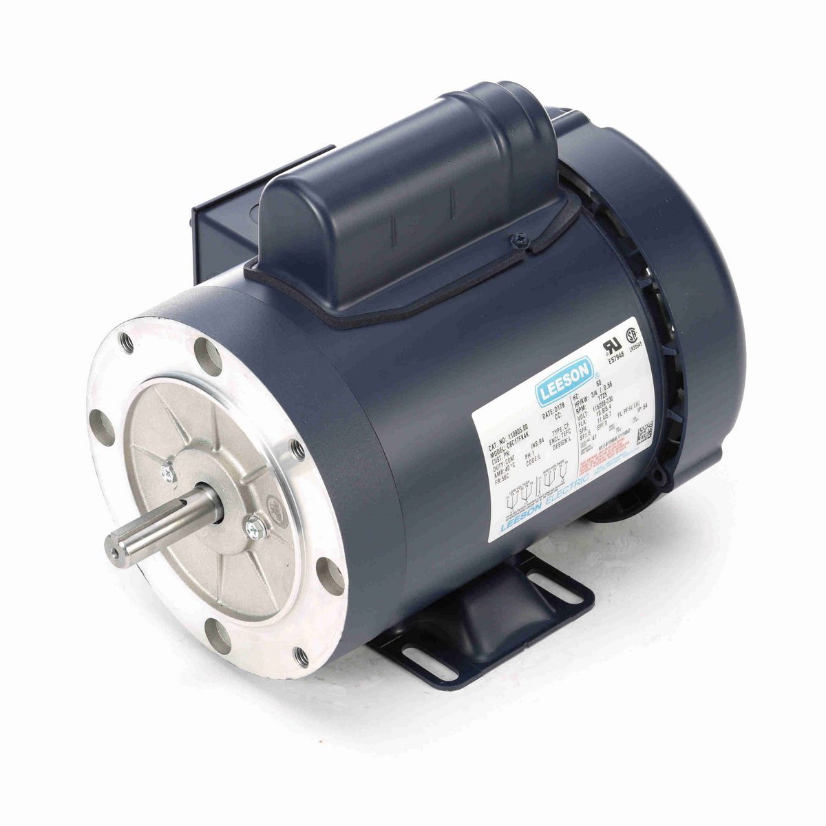 LEESON General Purpose Motor, 0.75 HP, 1 Ph, 60 Hz, 115/230 V, 1800 RPM, 56C Frame, TEFC - 110905.00