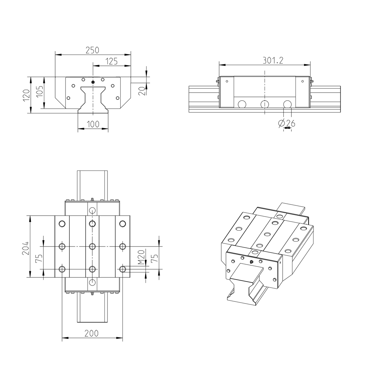 Роликовая каретка устойчивая к коррозии с покрытием Resist CR Bosch Rexroth RWA-100-FNS-C2-H-2 [R186122360]
