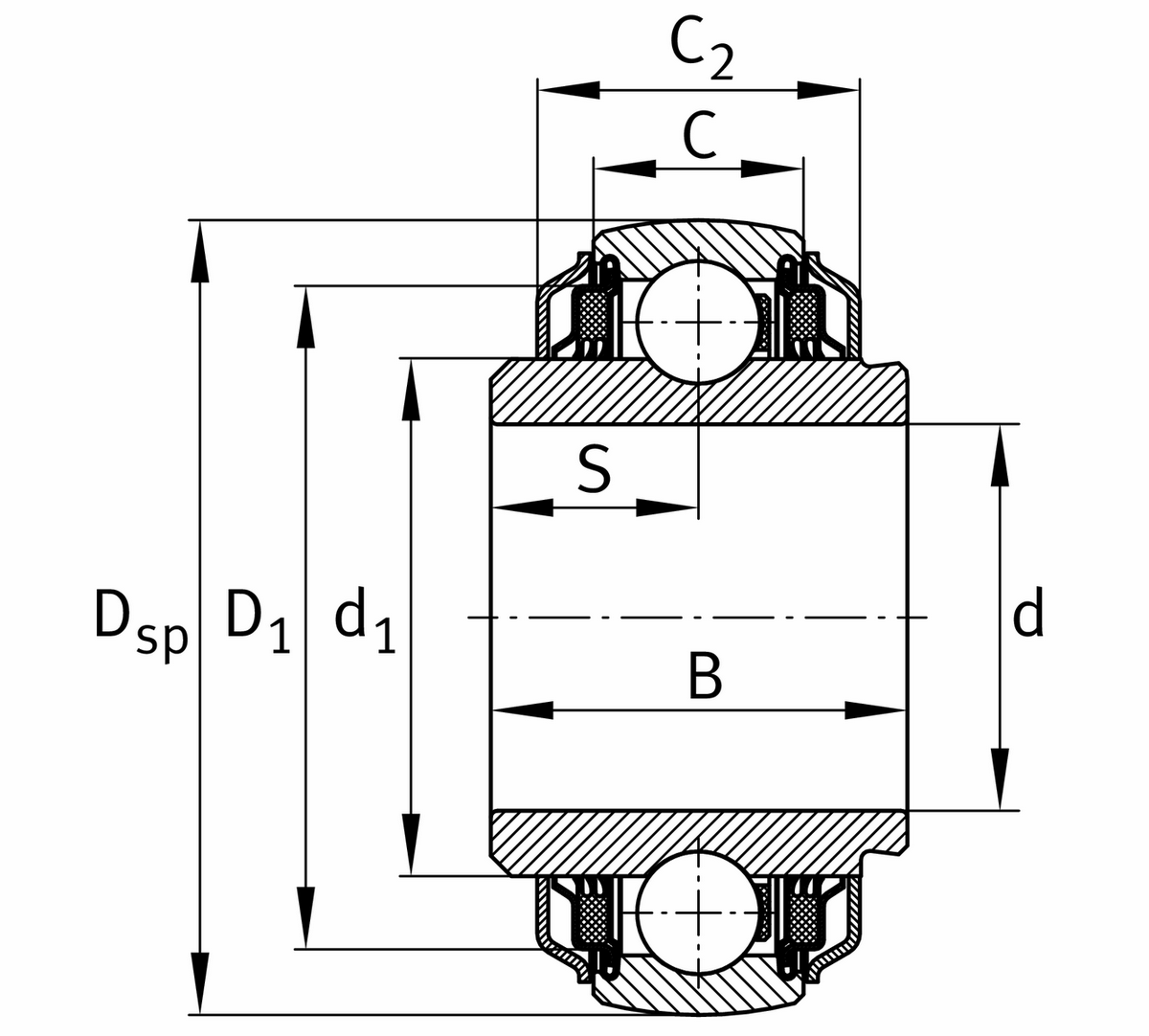 Радиальный закрепляемый шарикоподшипник INA E35-XL-KTT-B-2C-OSE