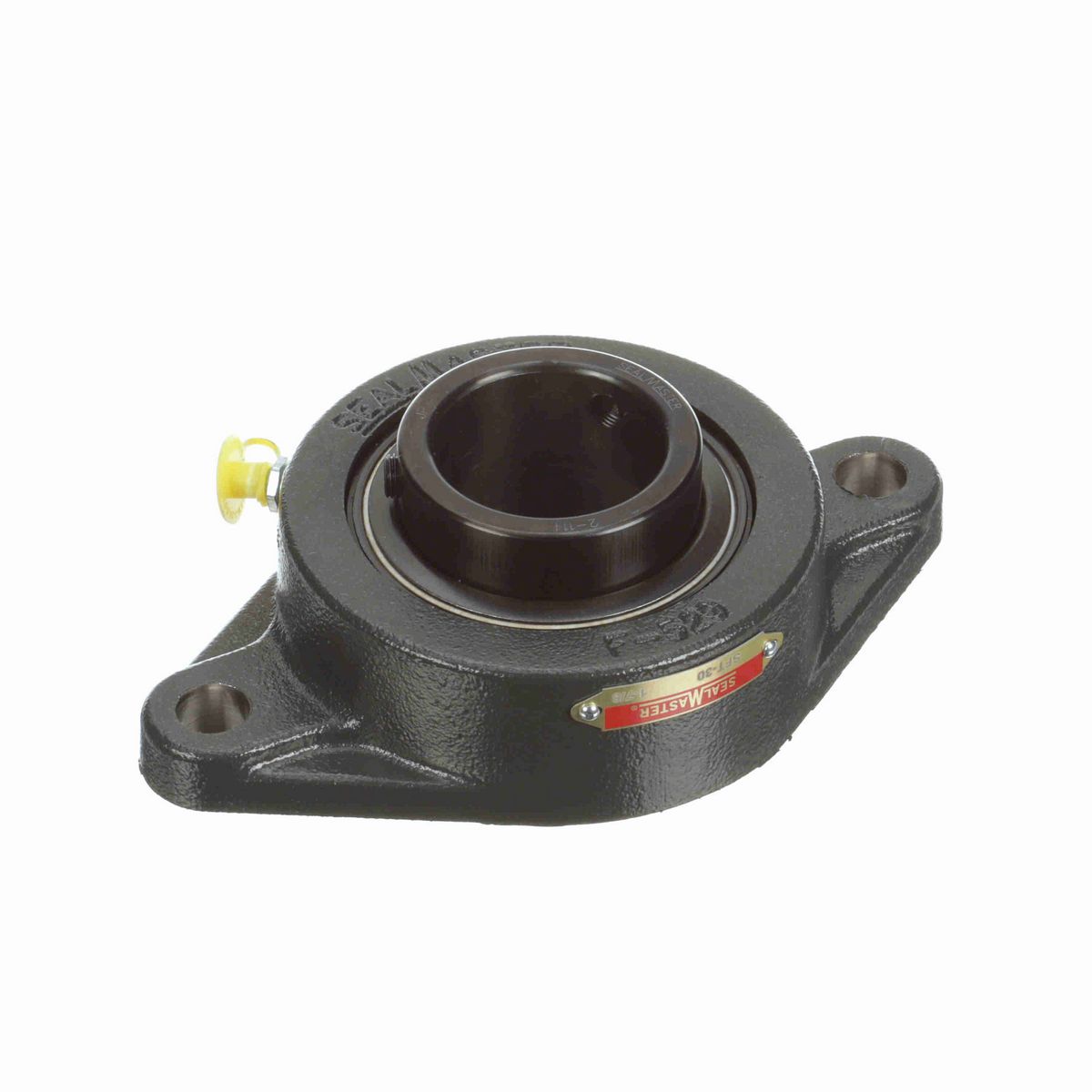 Sealmaster Mounted Cast Iron Two Bolt Flange Ball Bearing - 52100 Bearing Steel, Black Oxided - Setscrew Lock - SFT-30