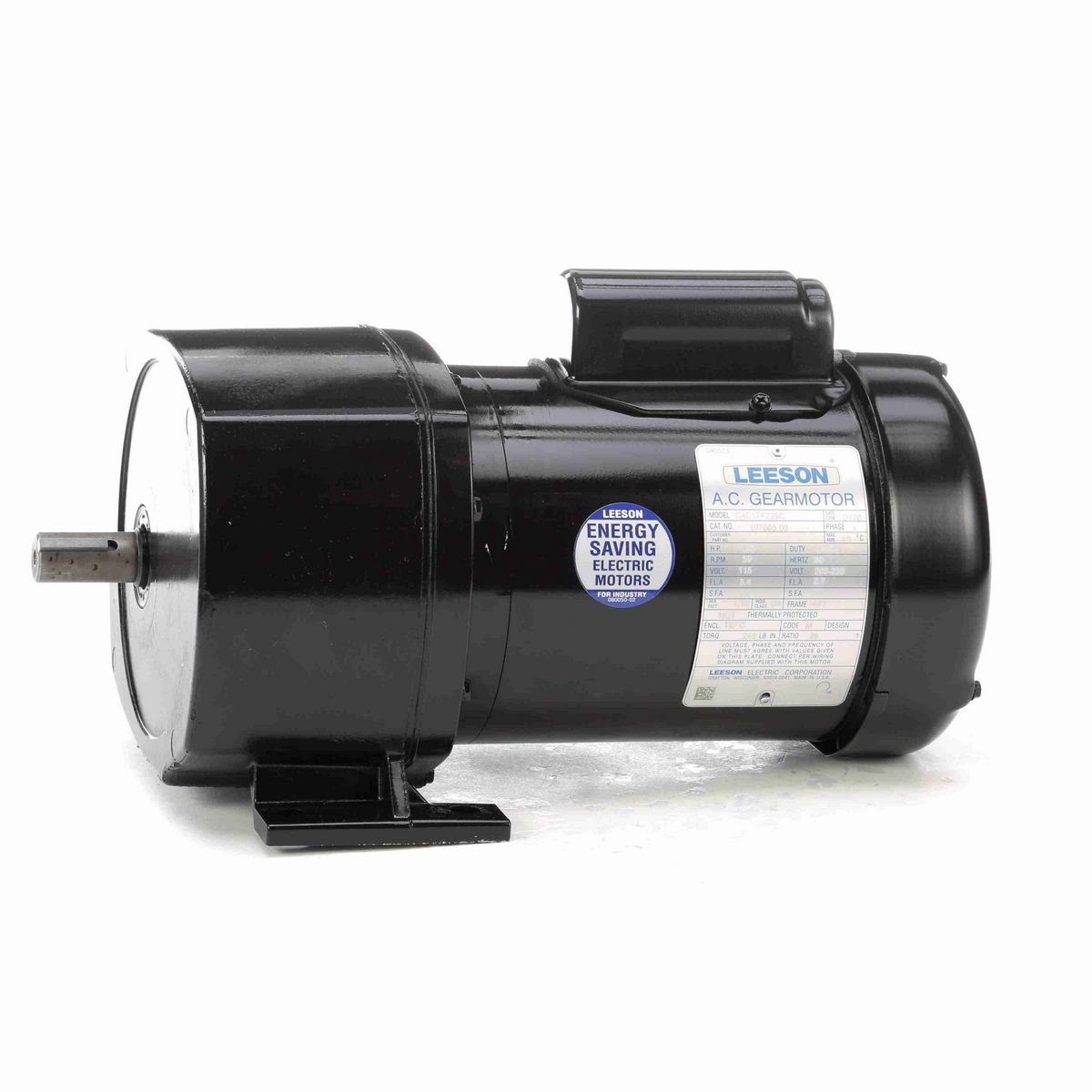 LEESON Parallel Shaft Gearmotor, 0.25 HP, 1 Ph, 60 Hz, 115/208-230 V, 59 RPM, 48Y Frame, TEFC - 107005.00