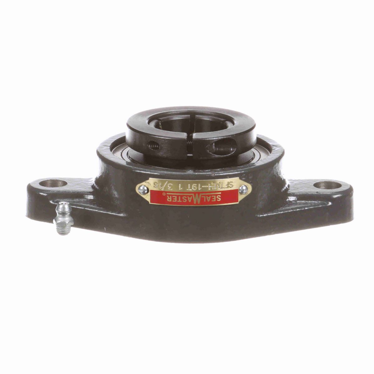 Sealmaster Mounted Cast Iron Two Bolt Flange Ball Bearing - 52100 Bearing Steel, Black Oxided - Concentric Lock - SFTMH-19T