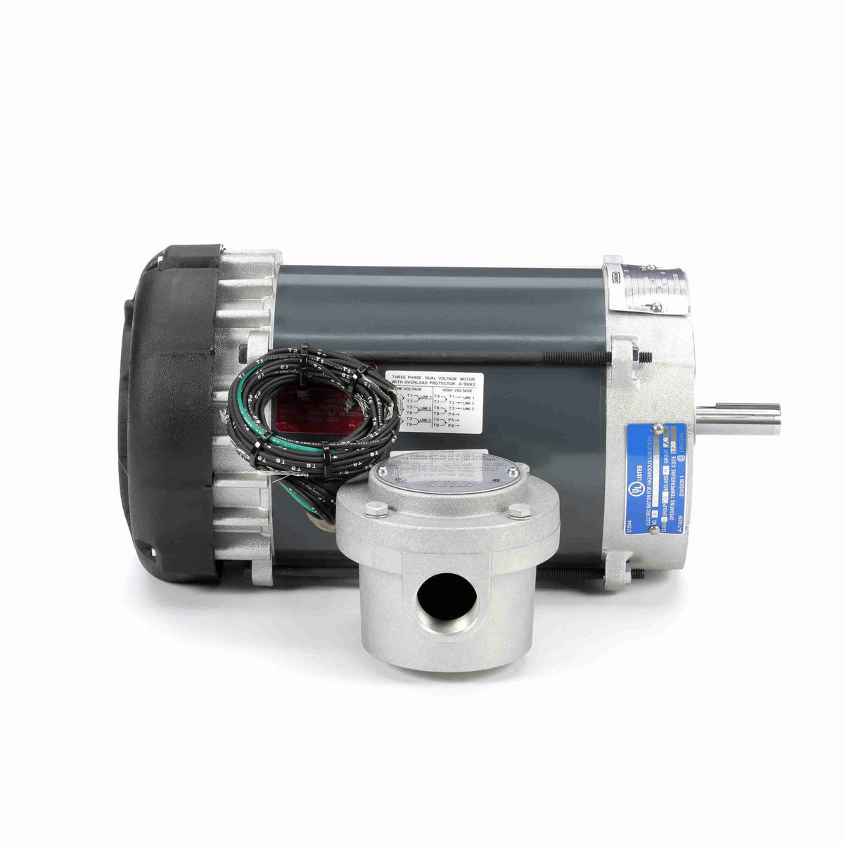 LEESON Explosion Proof Motor, 0.50 HP, 3 Ph, 60 Hz, 230/460 V, 1800 RPM, 56C Frame, EPFC - G829