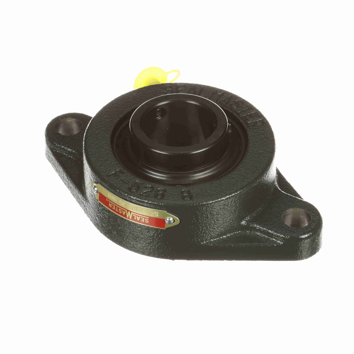 Sealmaster Mounted Cast Iron Two Bolt Flange Ball Bearing - 52100 Bearing Steel, Black Oxided - Setscrew Lock - SFT-207C
